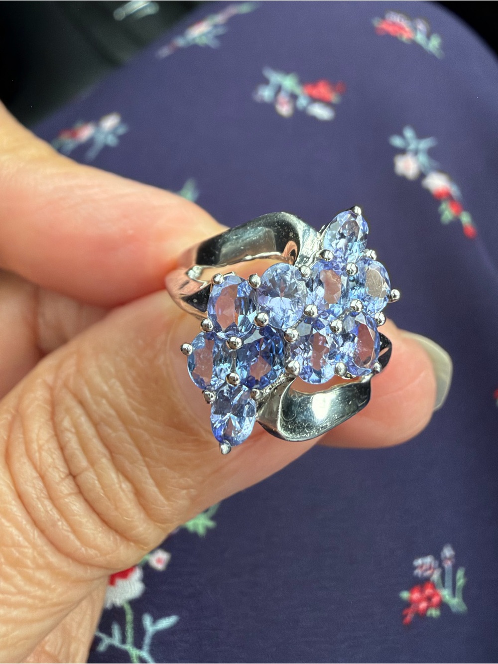 JS Tanzanite Waterfall Sterling 925 Ring, Size 6 beautiful!